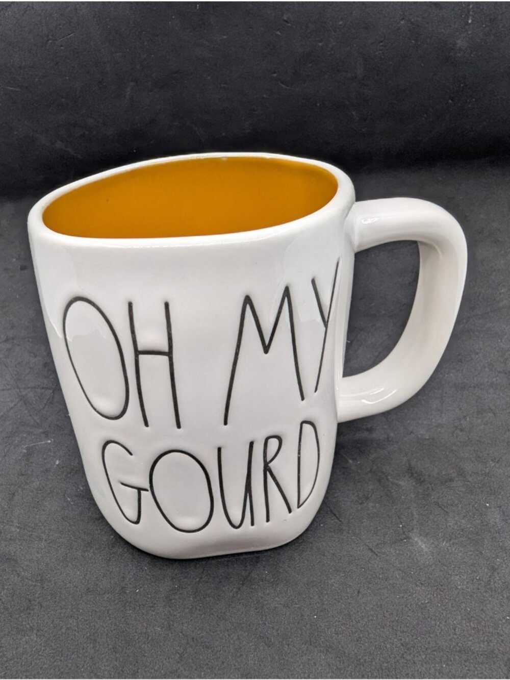 Rae Dunn mug Oh My Gourd Pumpkin orange interior fall Halloween